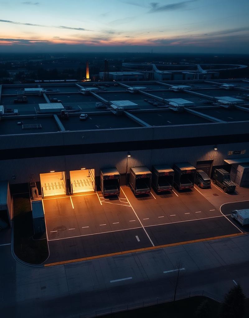 Aerial view of industrial logistics corridor